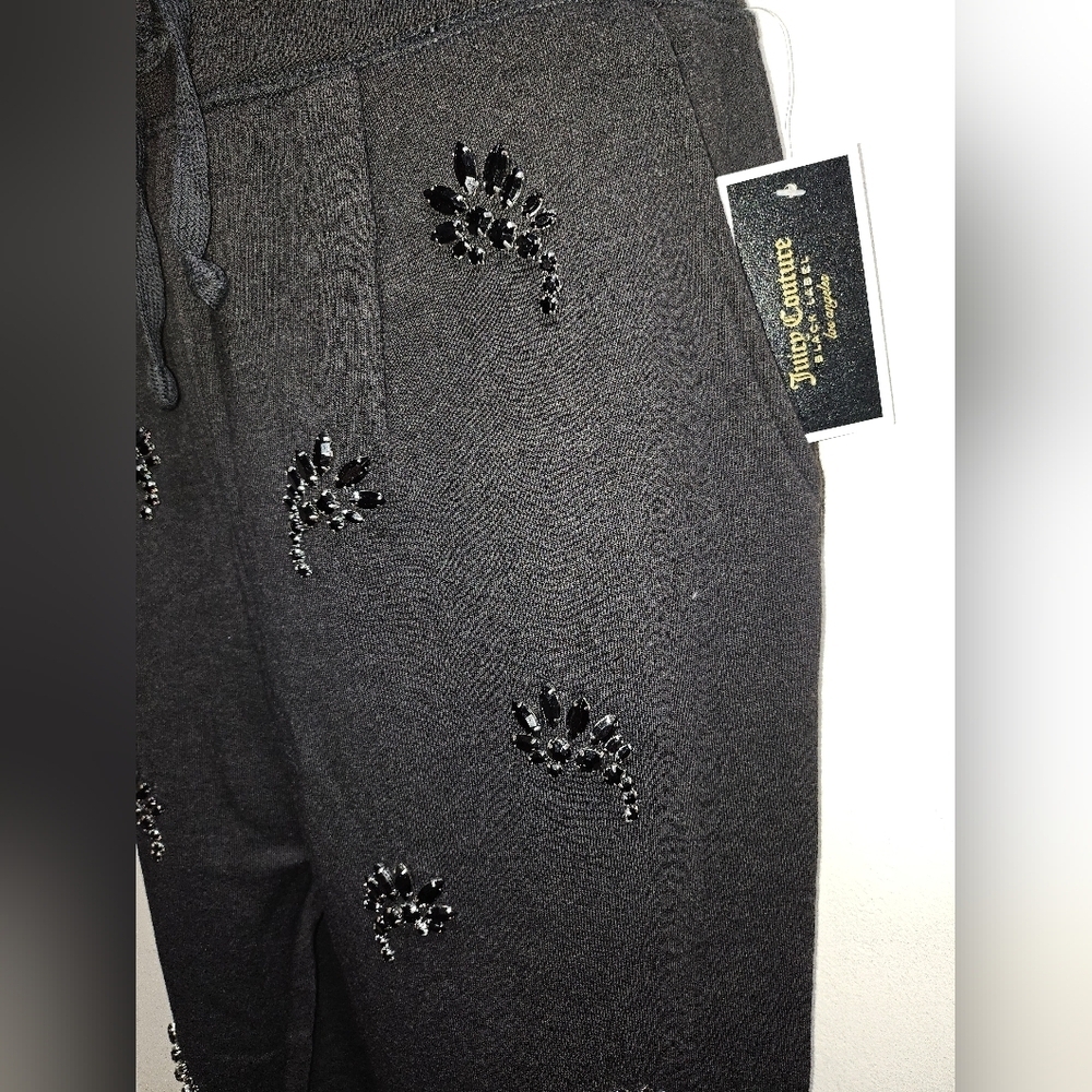 NWT Juicy Couture Embellished Joggers Medium Black - Picture 3 of 7